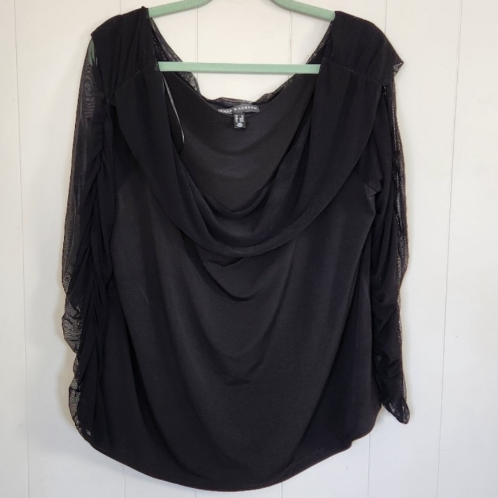 Love & Legend Black Mesh Sheer Ruched Top Off Shoulder Bodycon Dressy Sexy Party